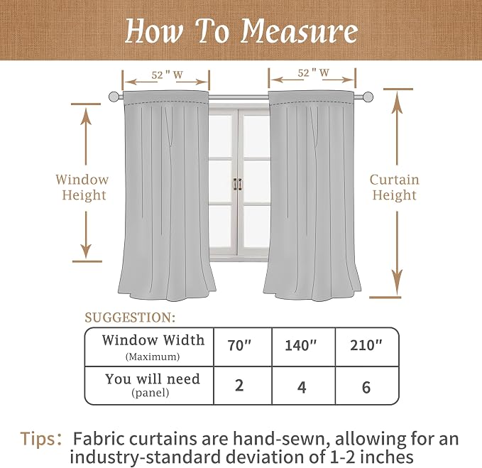68 Inch 100% Blackout Natural Linen Curtains - Image 9