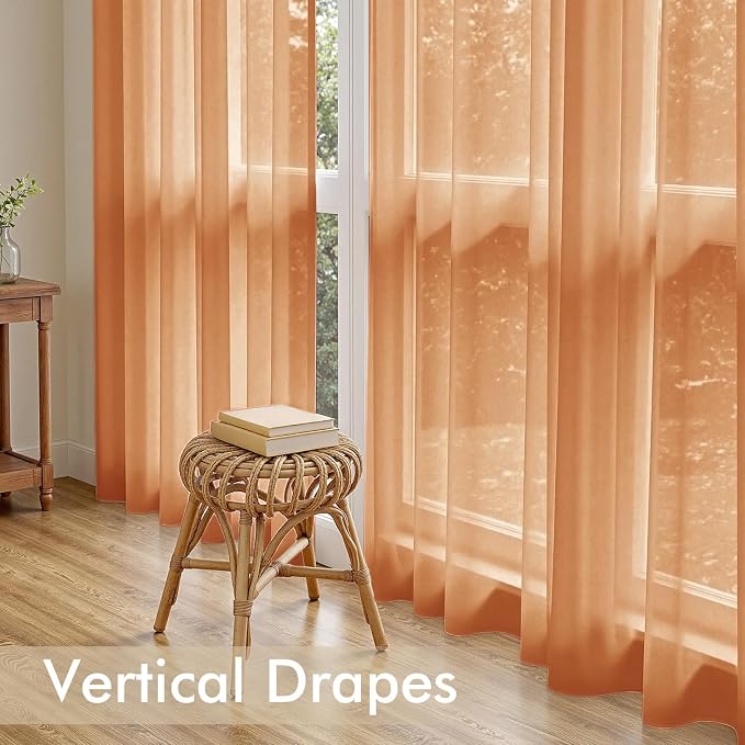 MIULEE Fall Orange Sheer Curtains 96 Inches Long 4 Panels 42 x 96 Inches | - Image 5