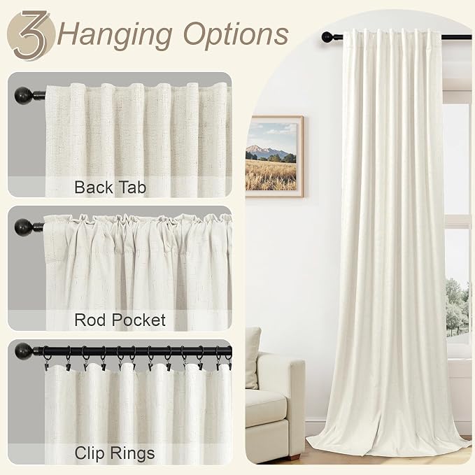 100% Blackout Thermal Curtains 98 Length 2 Panels Set - Image 6