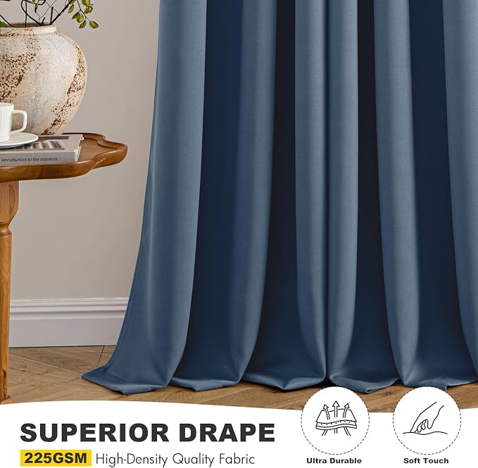 MIULEE Blackout Curtains for Bedroom 2 Panels 40 x 90 Inch Long Stone Blue | - Image 5