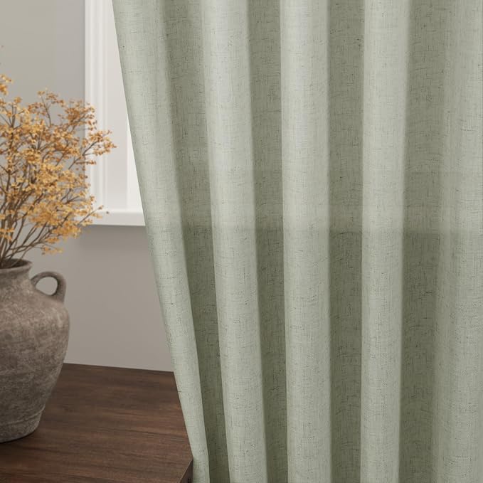 Extra Long Sage Green Curtain 2 Panels 102 inches Long - Image 2