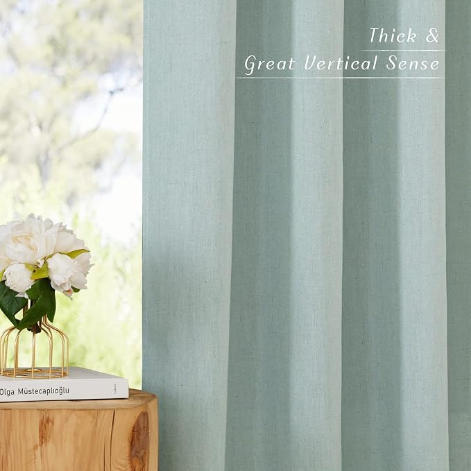 NICETOWN Sage Green Short Linen Curtains - Image 5