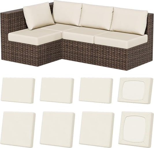 8Pcs Outdoor Cushion Covers, Stretch Patio Furniture Couch Chair Slipcovers | by VORSHAPE