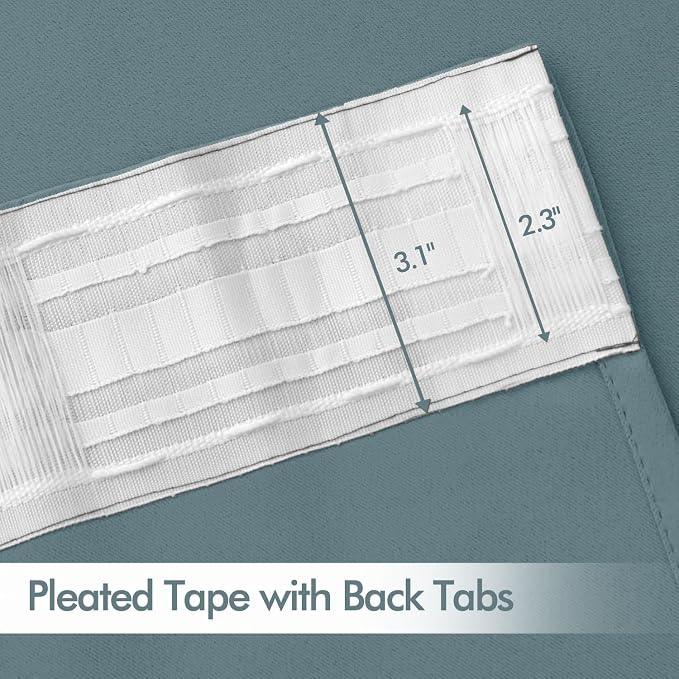 MIULEE Greyish Blue Back Tab Blackout Curtains 52x84 Inch Length 2 Panels | Rod - Image 4