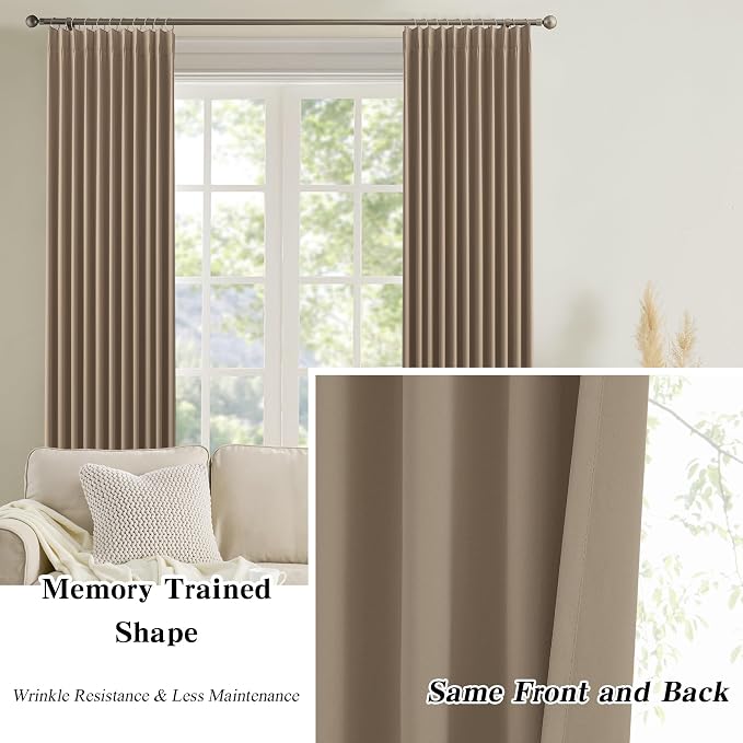 Pinch Pleated Blackout Curtains 104 Inch Long 2 Panels - Image 6
