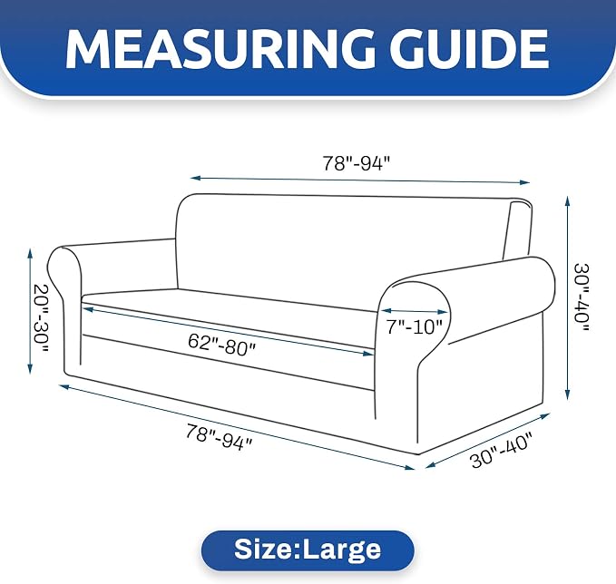 Stretch Couch Covers for Sofa, 3 Cushion Slipcover, Elastic Bottom for Dogs & - Image 4