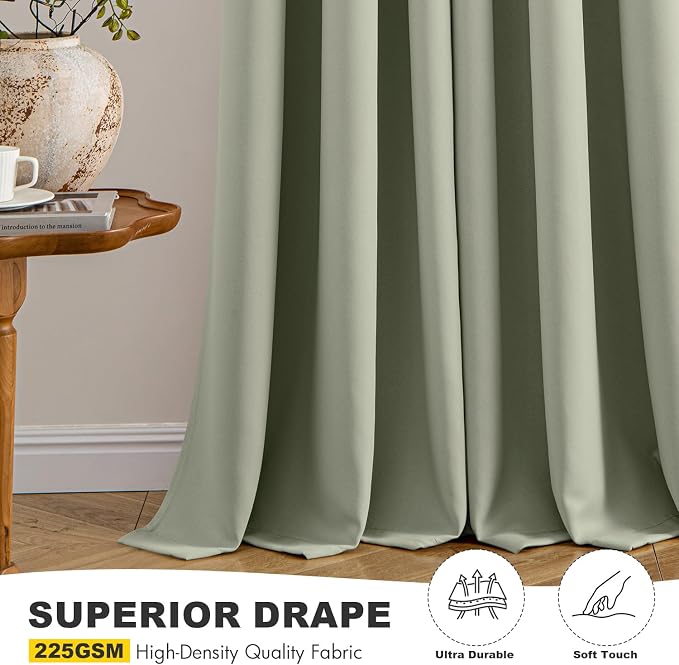 MIULEE Blackout Curtains for Bedroom 2 Panels 40 x 78 Inch Long Sage Green | - Image 5