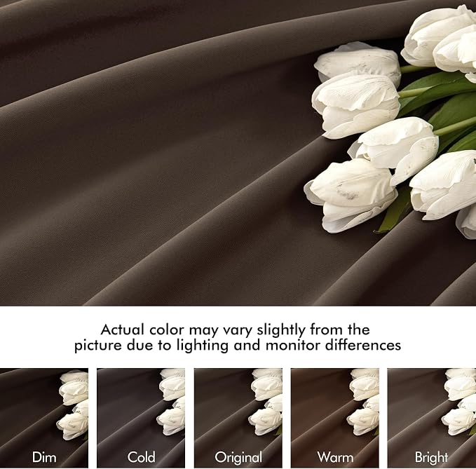 MIULEE Chocolate Brown Back Tab Blackout Curtains 52"x63" Long 2 Panels Set | - Image 8