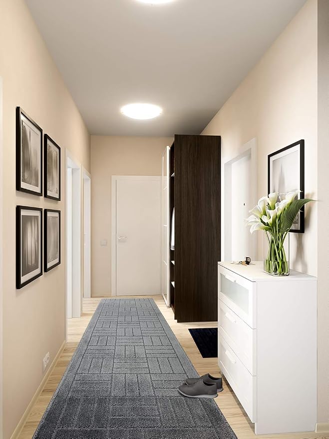 5 Ft Charcoal Hallway Runner Rug Non Slip Washable, Indoor Kitchen Entryway | - Image 2