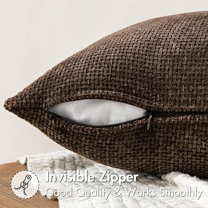 MIULEE Decorative Lumbar Throw Pillow Covers 12x20 Inch Dark Brown 2 Pack | - Image 5
