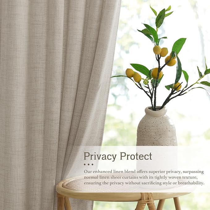 RYB HOME Sheer Curtains 108 inches, Extra Long Floor to Ceiling Curtains | - Image 2