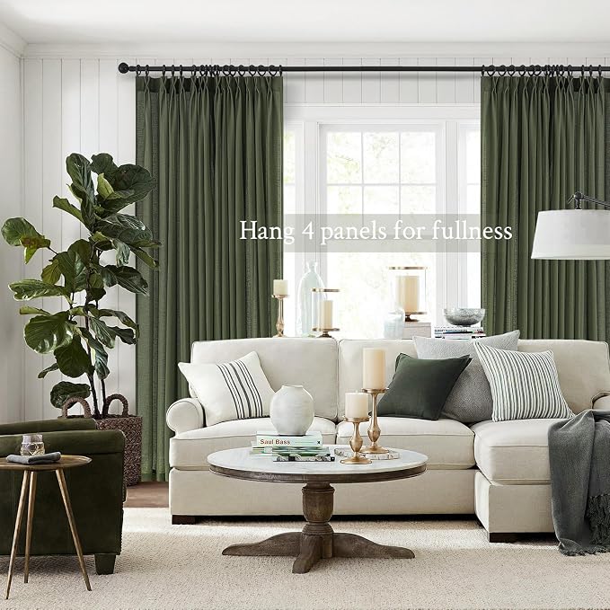 120 Inch Long Curtains Pinch Pleat Linen Curtains - Image 3