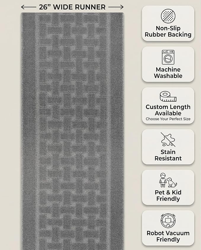 Runner Rug 23 ft, Extra Long Non-Slip Washable Rug, Rubber Backing, Rolled in - Image 5