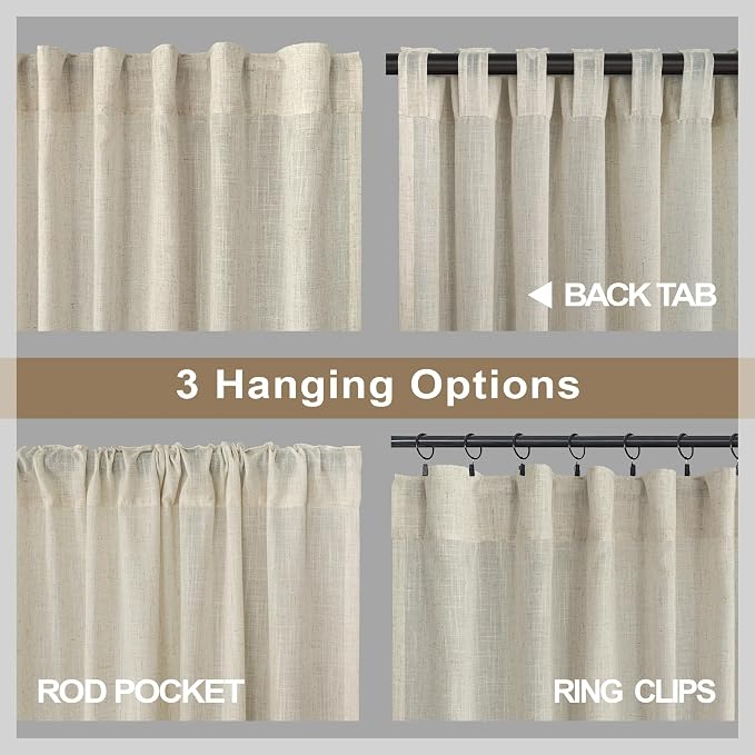 Pitalk Beige Boho Curtains 58 Inches Long - Image 5