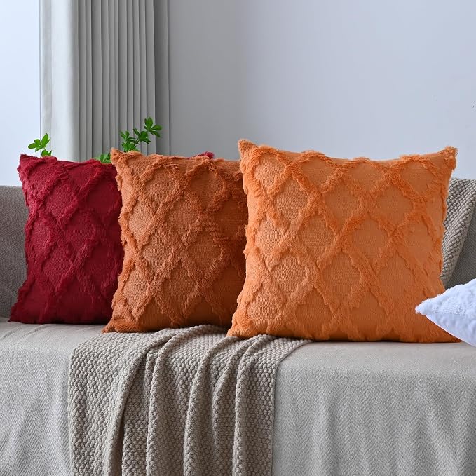 Set of 2 Soft Moroccan Throw Pillow Covers 18x18 Inch Plush Boho Decorative - Image 5