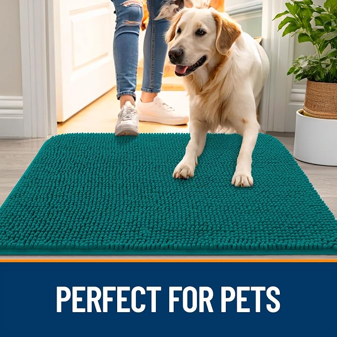 OLANLY Dog Door Mat for Muddy Paws 36x24, Super Absorbent Chenille Mud Mat | - Image 6