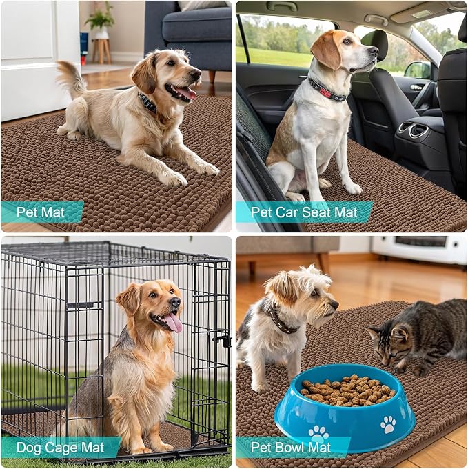 OLANLY Dog Door Mat for Muddy Paws 36x24, Super Absorbent Chenille Mud Mat | - Image 7