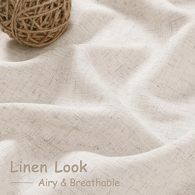 Beige Semi Sheer Linen Curtains 72 inch Length - Image 5