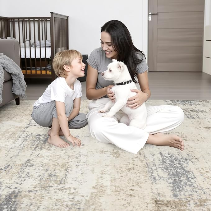 Round Area Rug Living Room: 4 ft Modern Washable Indoor Carpet | - Image 10