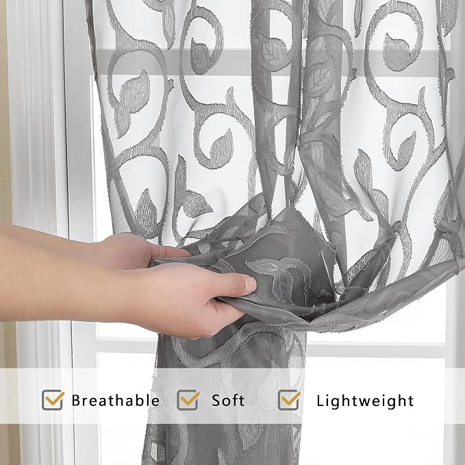 Furman Sheer Charcoal Gray Curtains 84 inches Long - Image 6