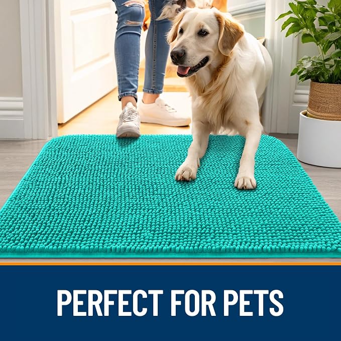 OLANLY Dog Door Mat for Muddy Paws 24x16, Super Absorbent Chenille Mud Mat | - Image 6