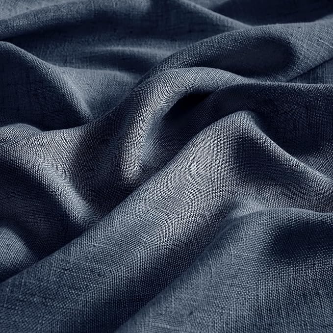 MIULEE Navy Blue Linen Curtains 52x72 Inch 2 Panels - Image 4