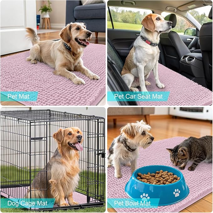 OLANLY Dog Door Mat for Muddy Paws 70x32, Super Absorbent Chenille Mud Mat | - Image 7