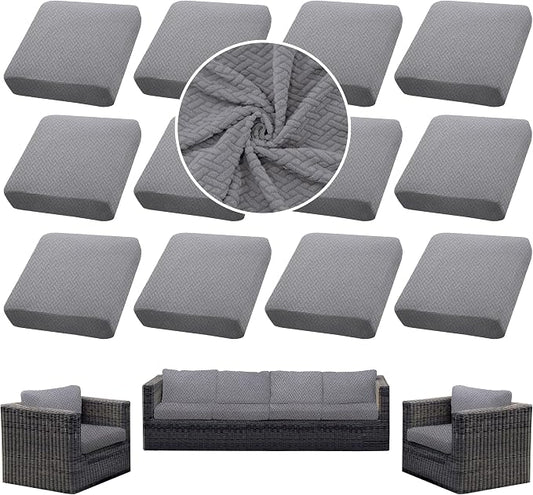 12PCS Patio Cushion Covers, Patio Furniture Couch Seat Slipcovers | Washable by SUKAIKEQA