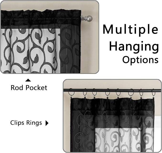 Furman Sheer Black Curtains 84 inches Long - Image 3