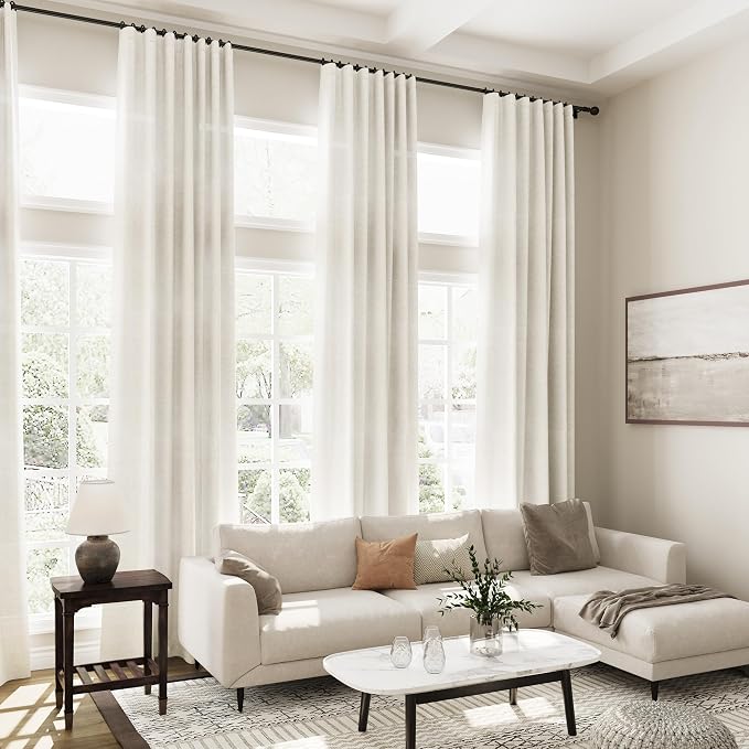 Cream Linen Curtains 112 Inches Long - Image 7