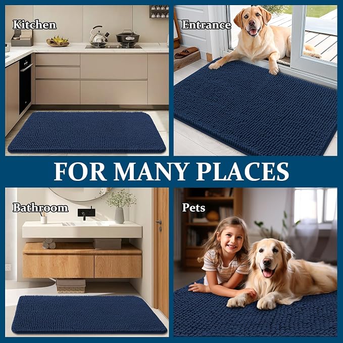 OLANLY Dog Door Mat for Muddy Paws 54x24, Super Absorbent Chenille Mud Mat | - Image 8