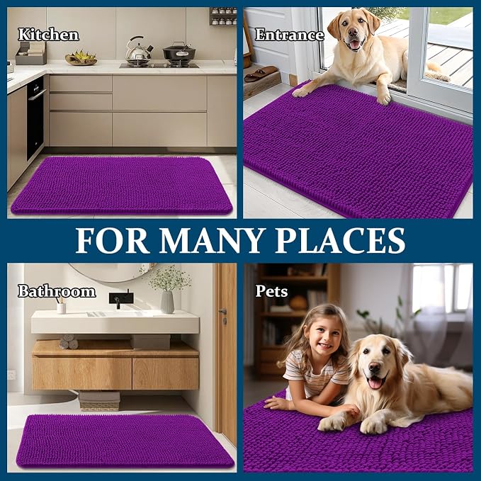 OLANLY Dog Door Mat for Muddy Paws 30x17, Super Absorbent Chenille Mud Mat | - Image 8