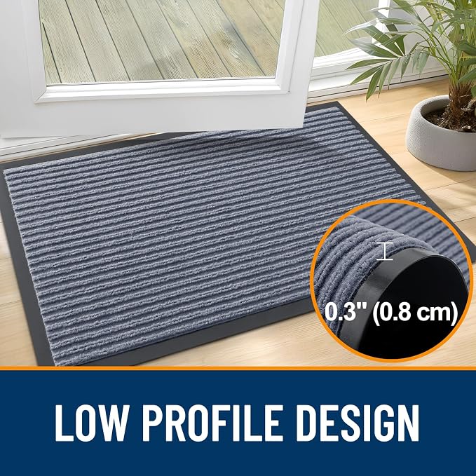 OLANLY 2-Pack Front Door Mats 47x23, Waterproof Heavy-Duty Doormats | Ash Grey - Image 4