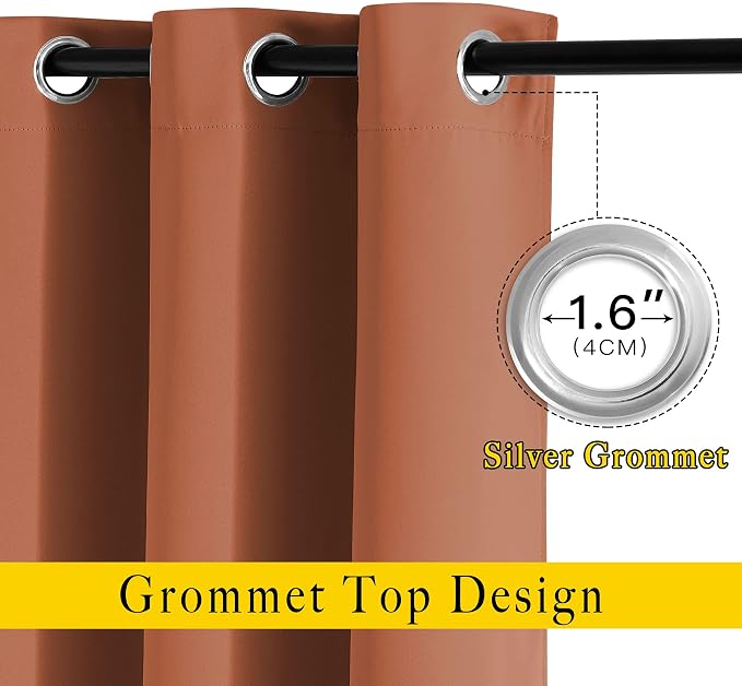 NICETOWN Blackout Burnt Orange Curtains 72 inches Long - Image 2