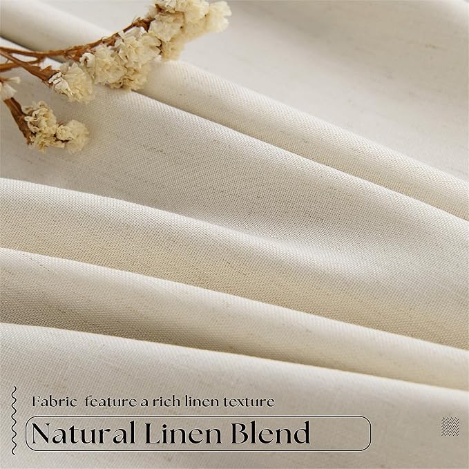 Cream Beige Linen Black Out 96 Inch Curtains - Image 5
