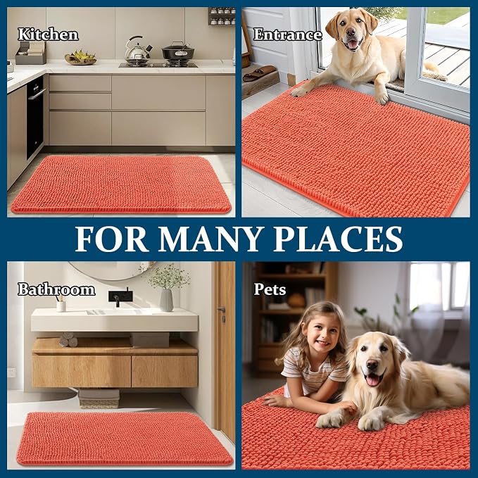 OLANLY Dog Door Mat for Muddy Paws 35x24, Super Absorbent Chenille Mud Mat | - Image 8