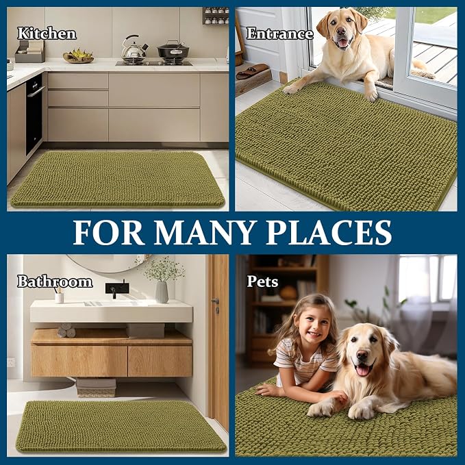 OLANLY Dog Door Mat for Muddy Paws 44x24, Super Absorbent Chenille Mud Mat | - Image 8