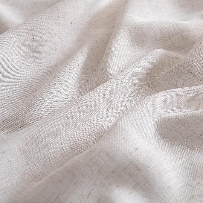 MIULEE Natural White Linen Curtains 52x98 Inch Length 2 Panels - Image 4