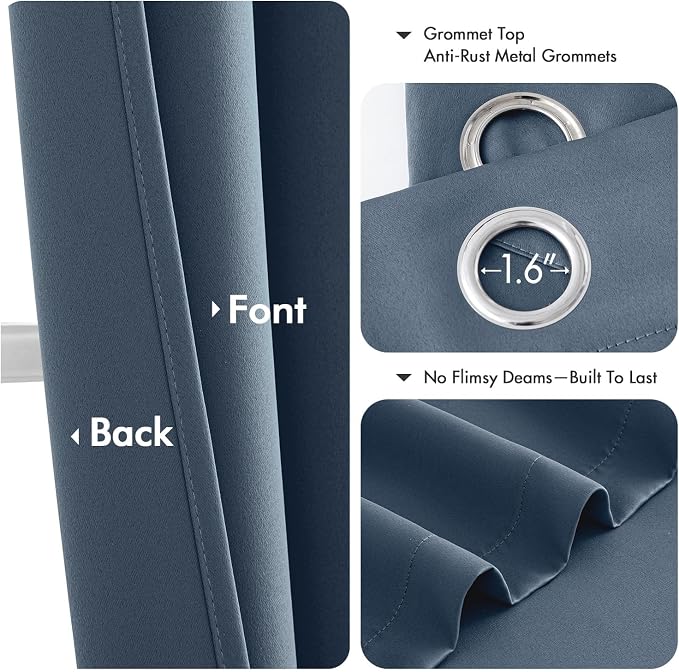 MIULEE Blackout Curtains for Bedroom 2 Panels 50 x 63 Inch Long Stone Blue | - Image 4