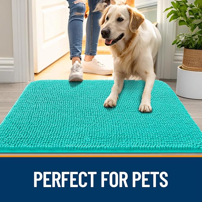 OLANLY Dog Door Mat for Muddy Paws 59x32, Super Absorbent Chenille Mud Mat | - Image 6