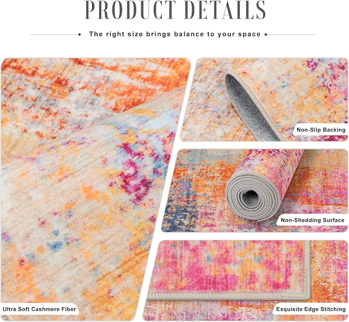 2x6 Washable Runner Rug：Modern Abstract Soft Carpet Galaxy Haze | - Image 5