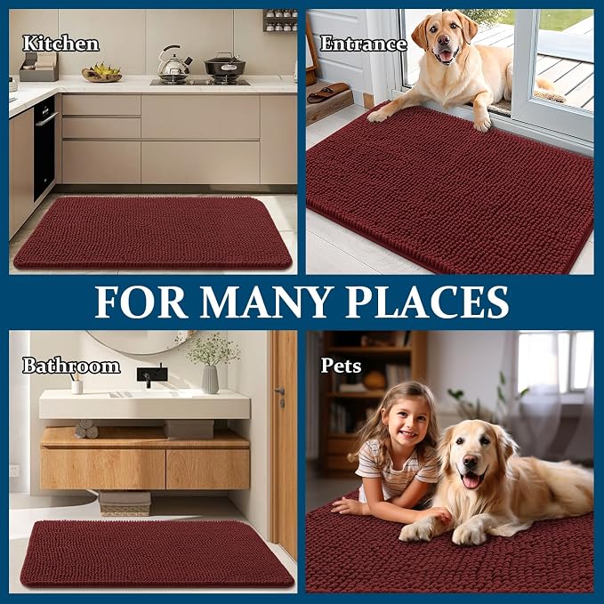 OLANLY Dog Door Mat for Muddy Paws 47x17, Super Absorbent Chenille Mud Mat | - Image 8