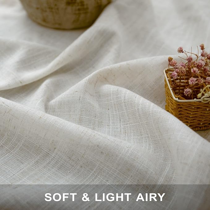 Pitalk Light Filtering Linen Curtains 72 Inch Long - Image 3