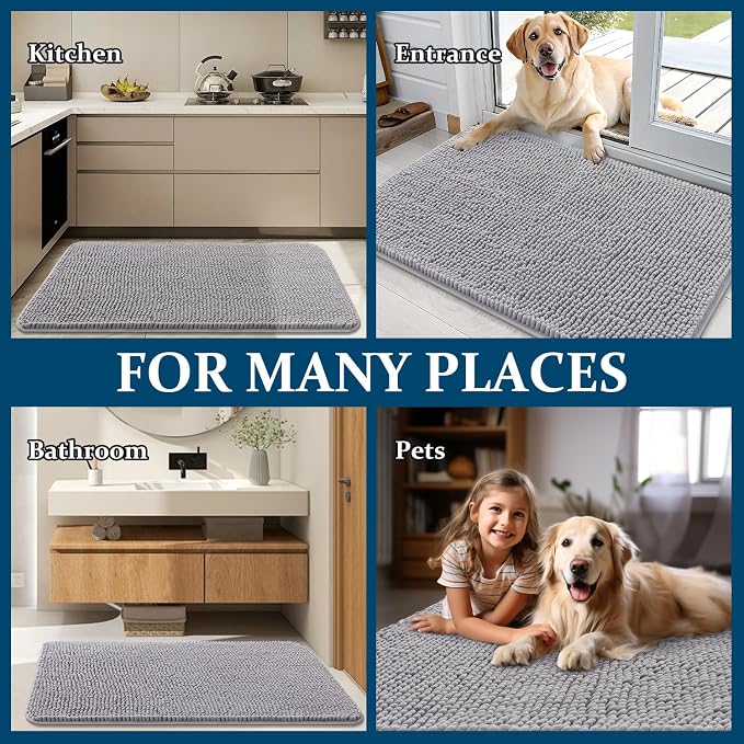 OLANLY Dog Door Mat for Muddy Paws 70x35, Super Absorbent Chenille Mud Mat | - Image 8