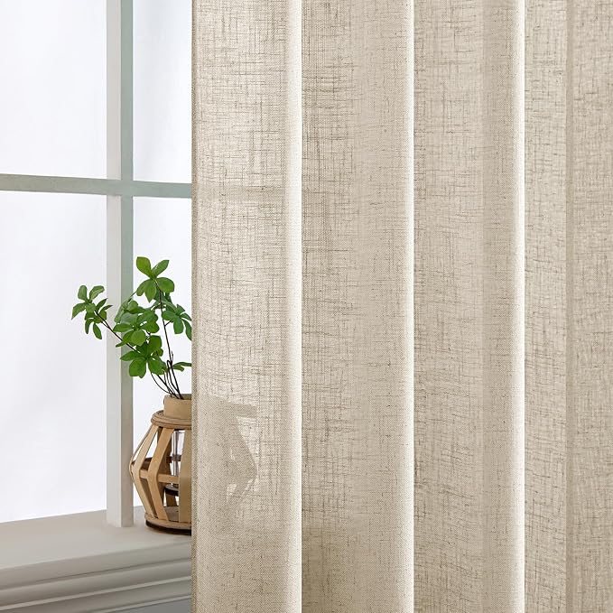 MIULEE Beige Linen Curtains 52x45 Inch Length - Image 5