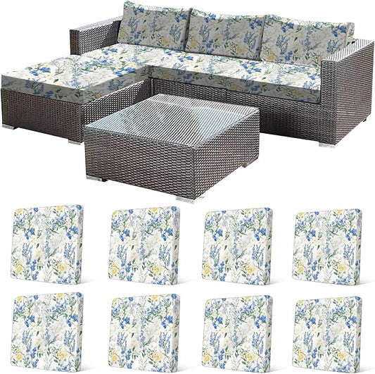 CALBODE 8 Pcs Stretch Indoor/Outdoor Seat Cushion Covers, by CALBODE