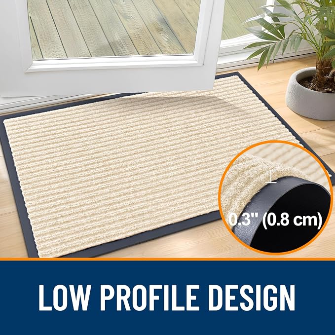 OLANLY 2-Pack Front Door Mats 29.5x17, Waterproof Heavy-Duty Doormats | Beige - Image 4