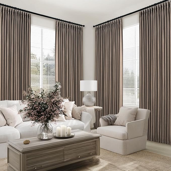 96 Inches Long Pleated Sheer Curtains, Dark Linen Blended Light Filtering - Image 6