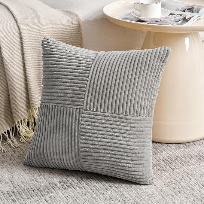 Fancy Homi 2 Packs Grey Decorative Throw Pillow Covers 22x22 Inch - Image 2