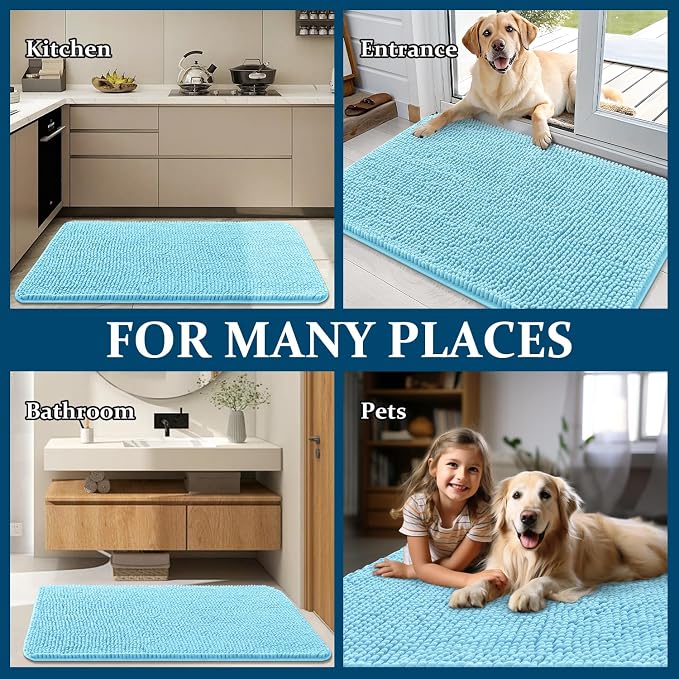 OLANLY Dog Door Mat for Muddy Paws 44x24, Super Absorbent Chenille Mud Mat | - Image 8
